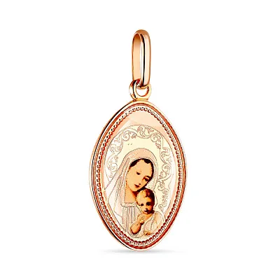 Золота ладанка «Божа Матір з немовлям» з емаллю (арт. 422472)