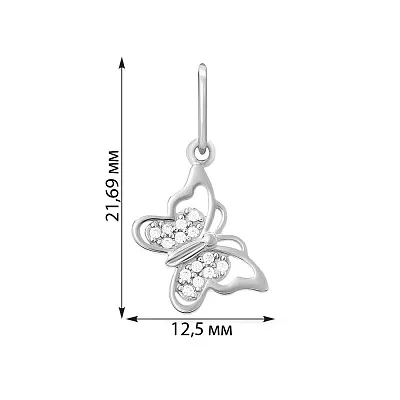 Кулон з білого золота «Метелик» з фіанітами (арт. 440461б)