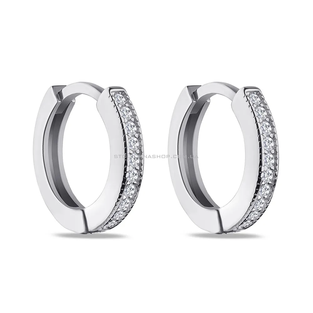 Серебряные серьги-кольца с фианитами (арт. 7502/2881/15) - цена