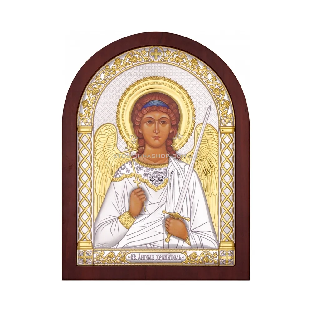 Серебряная икона "Ангел Хранитель" (75х60 мм) (арт. A-1/007G/K)