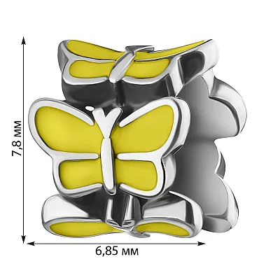 Шарм зі срібла "Метелики" з жовтою емаллю (арт. 7903/2880еж)