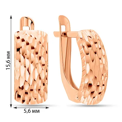 Золоті сережки прямокутної форми з алмазною гранню  (арт. 120601)