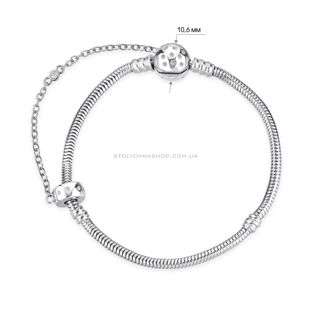 Срібний браслет для шармів з фіанітами (арт. 7509/2453)