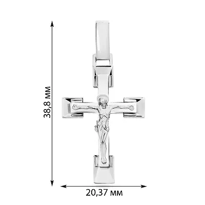 Золотий хрестик з розп'яттям в білому кольорі металу (арт. 501524ббм)
