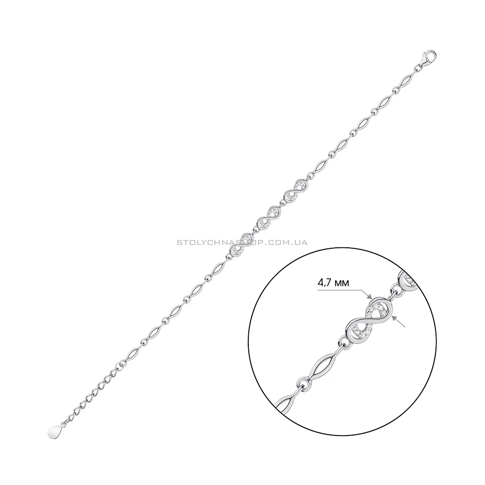 Браслет зі срібла Нескінченність з фіанітами (арт. 7509/4040) - 2 - цена