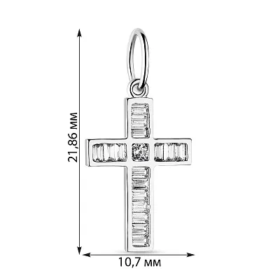 Хрестик з білого золота з фіанітами (арт. 424268б)