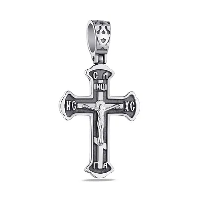 Нательный серебряный крестик без вставок  (арт. 7904/2-0865,0,4)