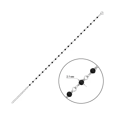 Серебряный браслет с ониксом (арт. 7509/3761ч)