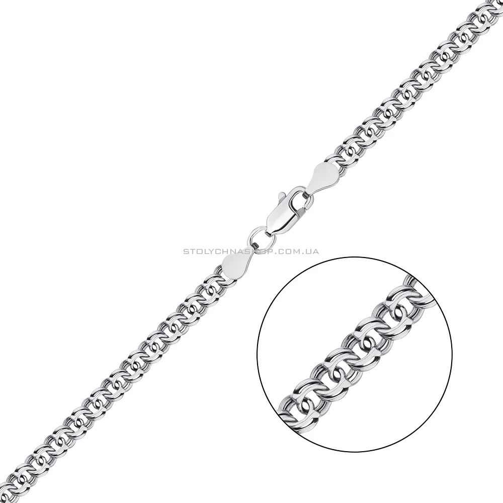 Серебряная цепь плетения двойной бисмарк (арт. 03020435ч) - цена