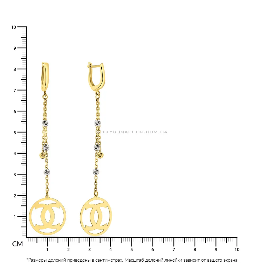 Довгі сережки з жовтого золота  (арт. 106758ж) - 2 - цена