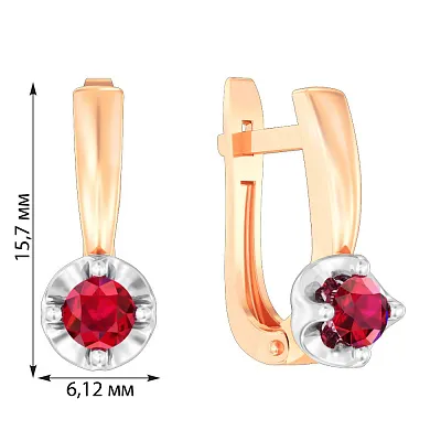 Золоті сережки з рубінами (арт. 111080ПР)