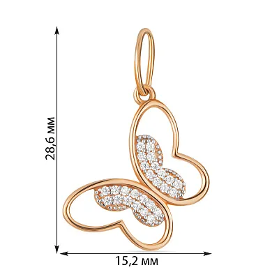 Кулон золотий «Метелик» з фіанітами (арт. 423955)
