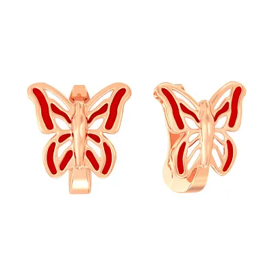 Детские золотые серьги «Бабочки» с эмалью (арт. 110502к)