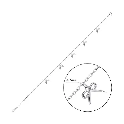 Срібний браслет Бантики на ногу (арт. 7509/2467н)
