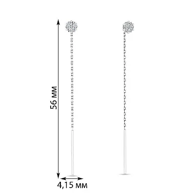 Серьги-протяжки из белого золота с бриллиантами (арт. С011166015б)