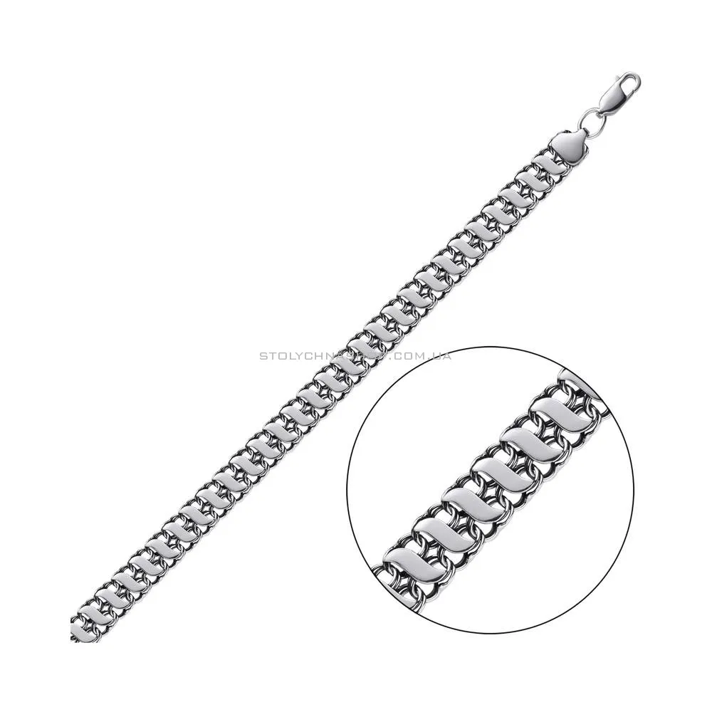 Срібний ланцюговий браслет Фантазійного плетіння (арт. 7909/2047/1-ч) - цена