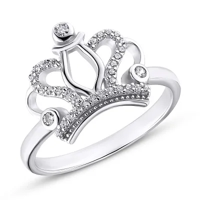 Серебряное кольцо «Корона» с фианитами (арт. 7501/4358)