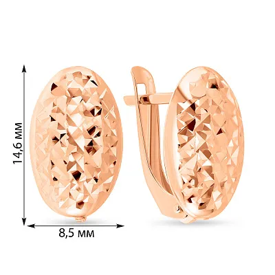 Золоті сережки овальної форми з алмазною гранню  (арт. 109140)