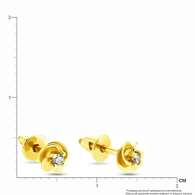 Золотые серьги пусеты с фианитами (арт. 110337ж)