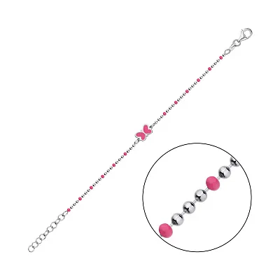 Серебряный браслет для детей с розовой эмалью (арт. 7509/3622емлн)