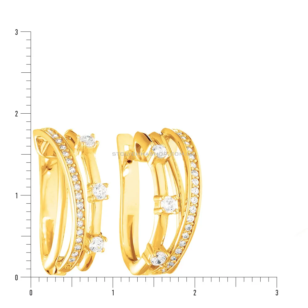 Золоті сережки з фіанітами (арт. 110307ж) - 3 - цена