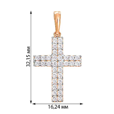 Золота підвіска-хрестик з фіанітами (арт. 440341)