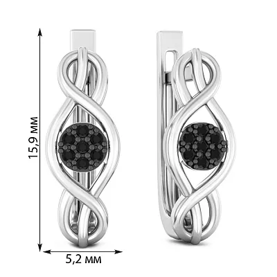 Золотые серьги с черными бриллиантами (арт. С011402005бч)