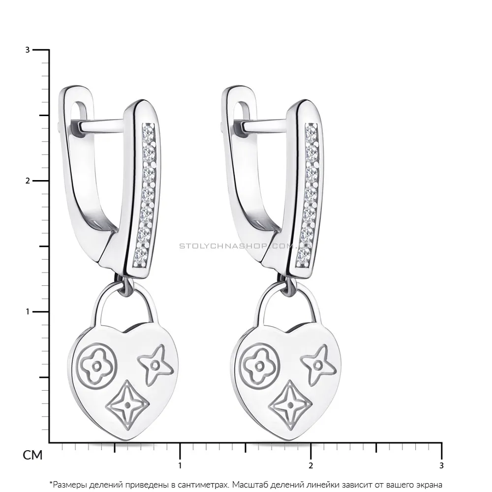 Срібні сережки з підвіскою і з фіанітами (арт. 7502/4380)