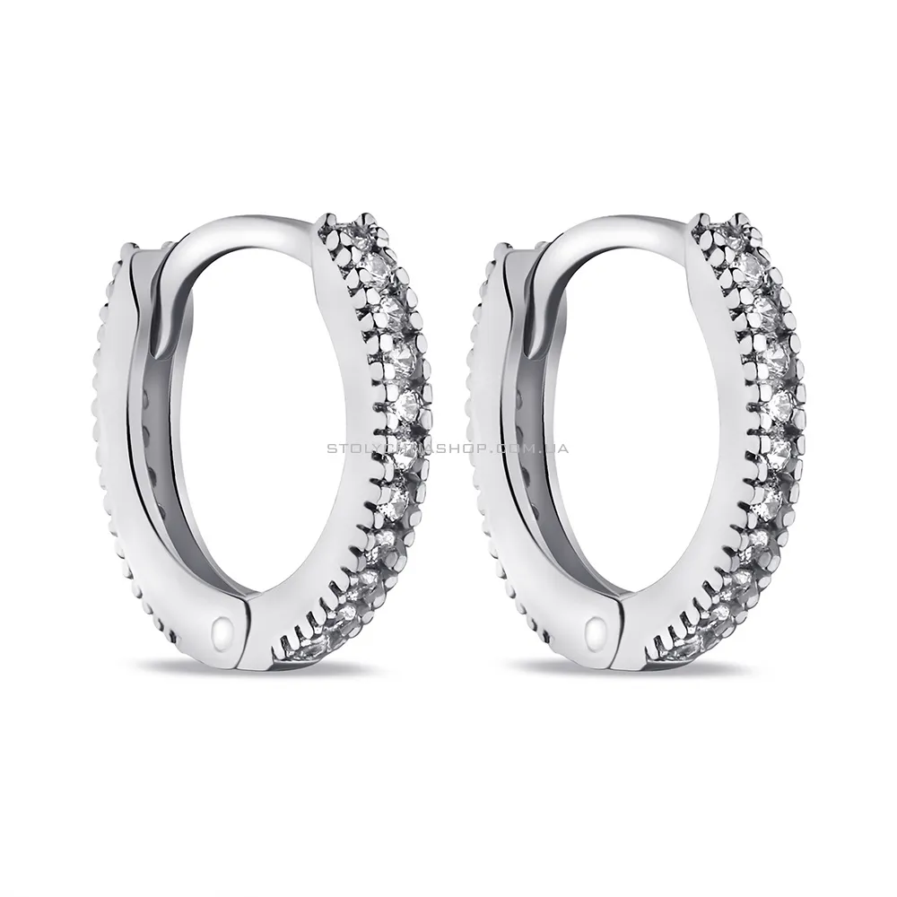 Срібні сережки-кільця з доріжкою з фіанітів (арт. 7502/9254/10) - цена