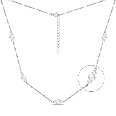 Срібне кольє з перлами (арт. 7507/1765жб)