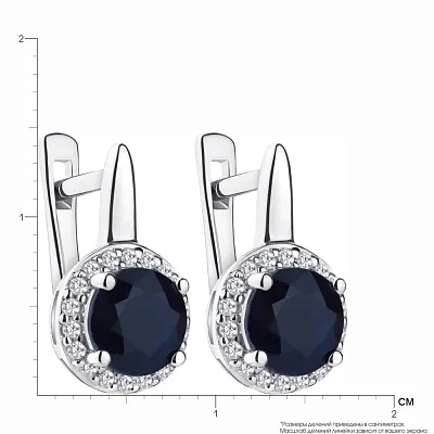 Срібні сережки з сапфіром і фіанітами (арт. 7002/4044Спс)