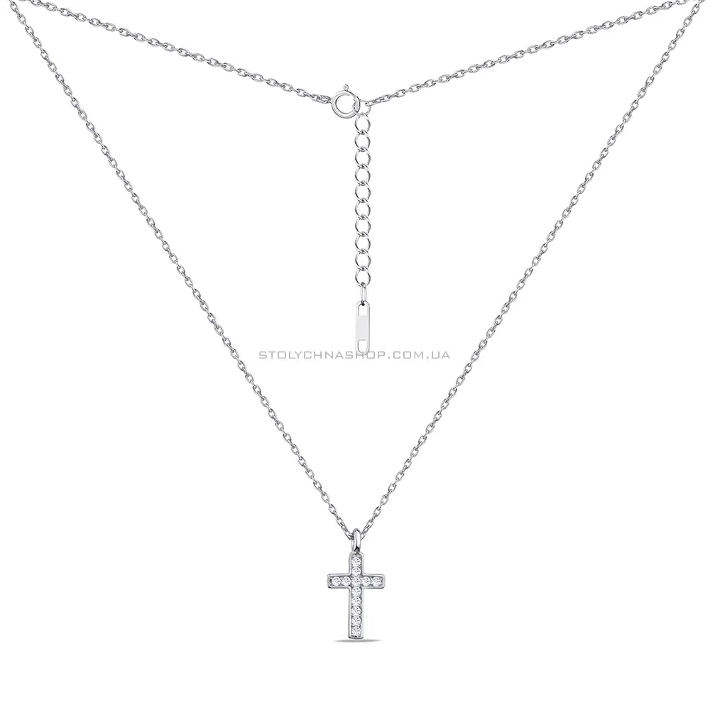 Кольє зі срібла "Хрестик" з фіанітами  (арт. 7507/1466)