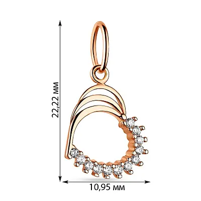 Кулон золотий «Серце» з фіанітами (арт. 423503)