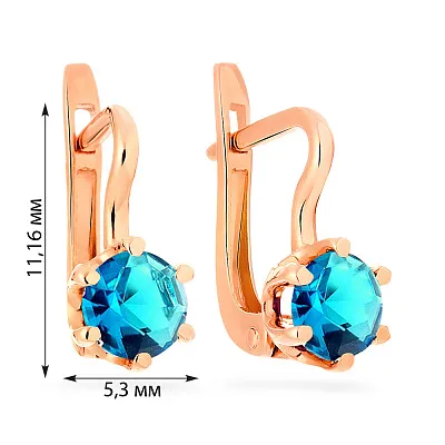 Детские золотые серьги с голубыми фианитами (арт. 110449г)