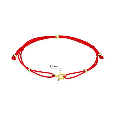 Браслет «Звезда» на красной нити с золотыми вставками (арт. 322715ж)