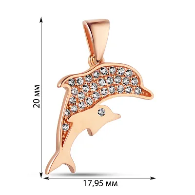Кулон «Дельфіни» з червоного золота з фіанітами (арт. 423904)