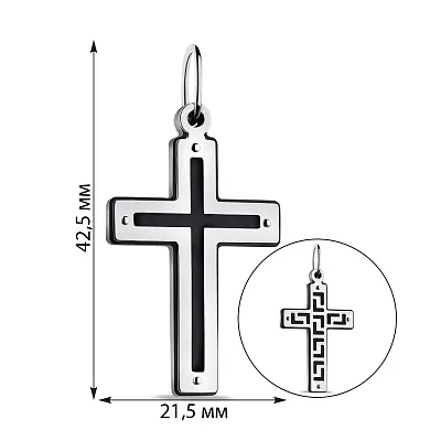 Серебряный двухсторонний крестик с ониксом (арт. 7503/3948о)