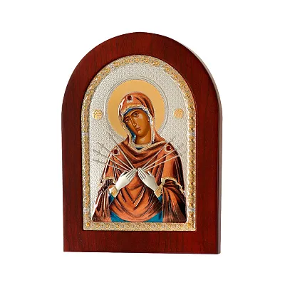 Икона Пресвятая Богородица Семистрельная (95х75 мм) (арт. MA/E1114EX-C)