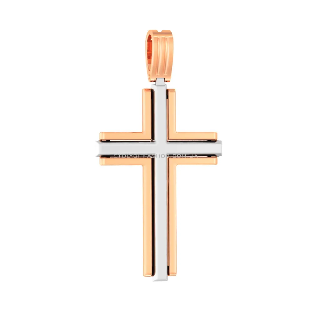 Хрестик з червоного і білого золота (арт. 440549)
