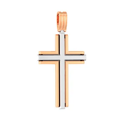 Крестик из красного и белого золота (арт. 440549)