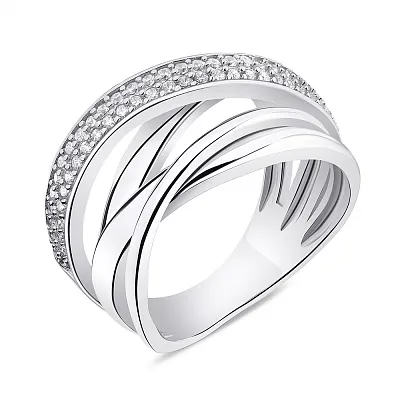 Широкое серебряное кольцо с фианитами (арт. 7501/6114)