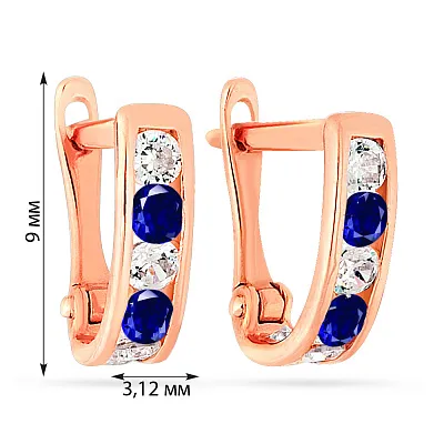 Дитячі золоті сережки з синіми фіанітами (арт. 110144с)