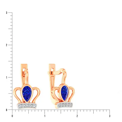 Сережки для дітей золоті з синіми та білими фіанітами (арт. 110819с)