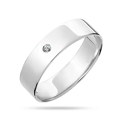 Обручальное кольцо из белого золота с бриллиантом (арт. К239180б)
