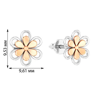 Золоті сережки пусети «Квіточки» (арт. 111065бк)