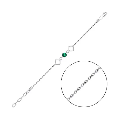Серебряный браслет с зеленым альпинитом (арт. 7509/417азбрп)