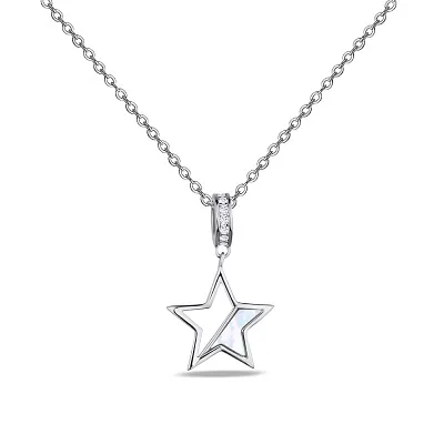 Колье серебряное "Звезда" с перламутром (арт. 7507/1532п)