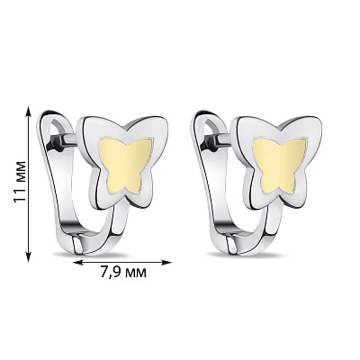 Детские серьги из серебра &quot;Бабочки&quot; с родированием (арт. 7502/4414бж)