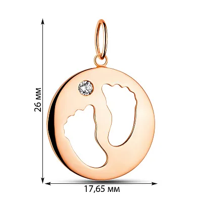 Золотая подвеска «Ножки младенца» с фианитом (арт. 423787)
