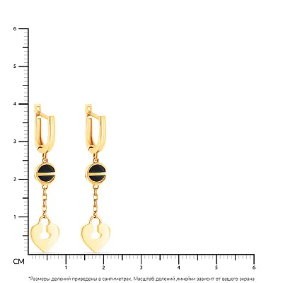 Сережки-підвіски золоті з емаллю (арт. 107371жо)